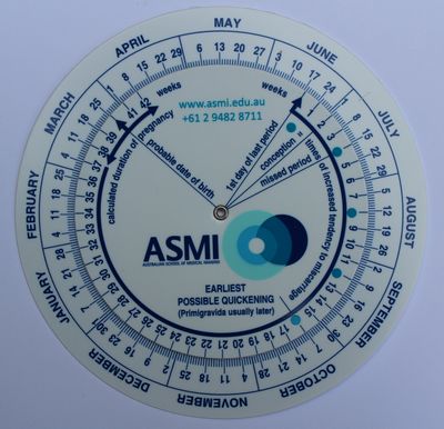 Pregnancy Date Wheel with promotional logo